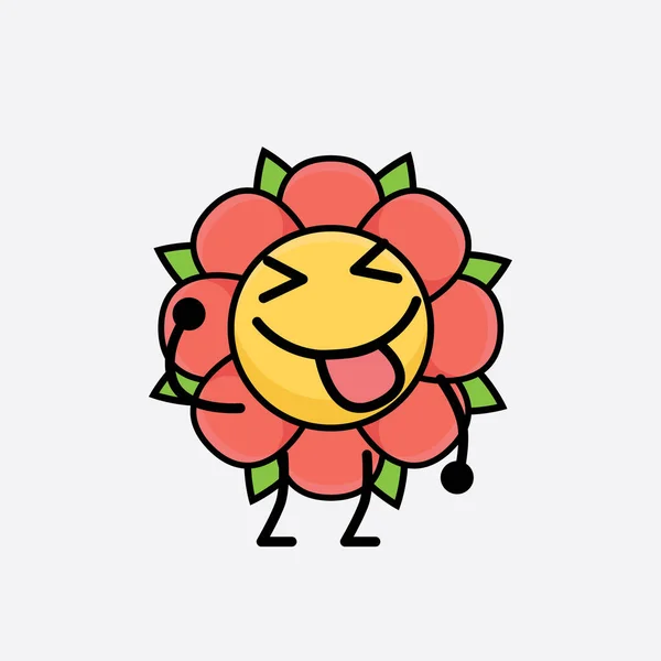 Ilustração Vetorial Personagem Flor Com Rosto Bonito Mãos Simples Arte — Vetor de Stock