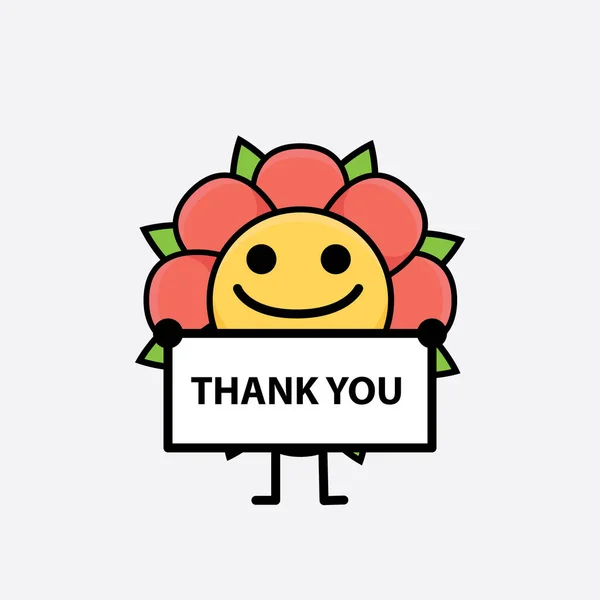 Vector Illustratie Van Flower Character Met Schattig Gezicht Eenvoudige Handen — Stockvector