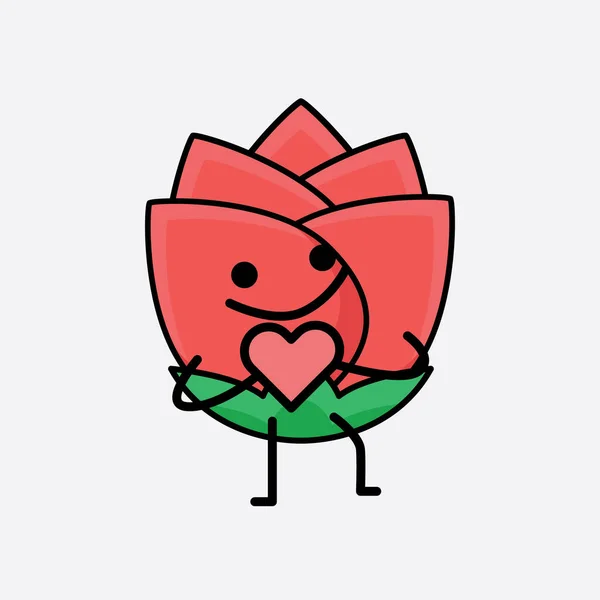 Vector Illustratie Van Flower Character Met Schattig Gezicht Eenvoudige Handen — Stockvector