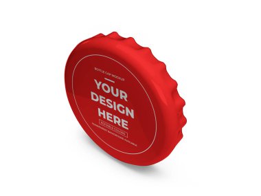 Bottle Cap 3D Illustration Mockup Scene on Isolated Background