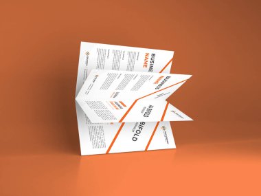 Realistic A4 Bifold Brochure 3D Illustration Mockup Scene on Isolated Background