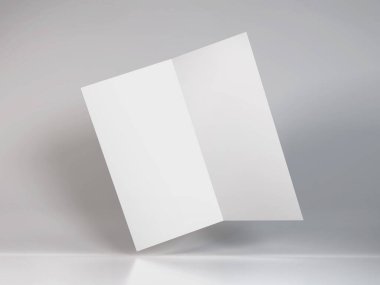 Realistic A4 Bifold Brochure 3D Illustration Mockup Scene on Isolated Background