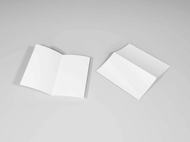 Realistic A4 Bifold Brochure 3D Illustration Mockup Scene on Isolated Background