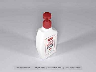 Realistic Liquid Soap Bottle 3D Illustration Mockup Scene on Isolated Background