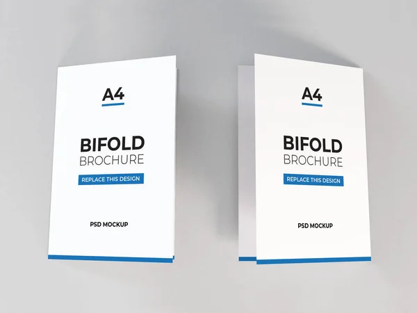 Realistico Bifold Brochure Illustrazione Mockup Scena Sfondo Isolato — Foto Stock