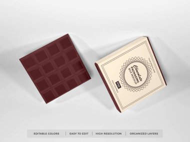 Realistic Chocolate Box Packaging 3D Mockup Scene on Isolated Background
