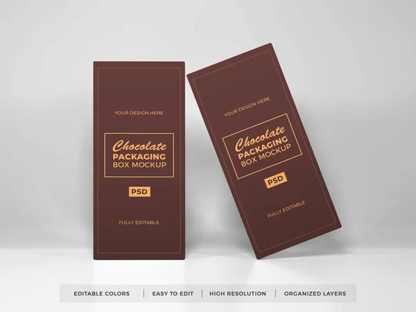 Cena Embalagem Caixa Chocolate Realista Mockup Fundo Isolado — Fotografia de Stock