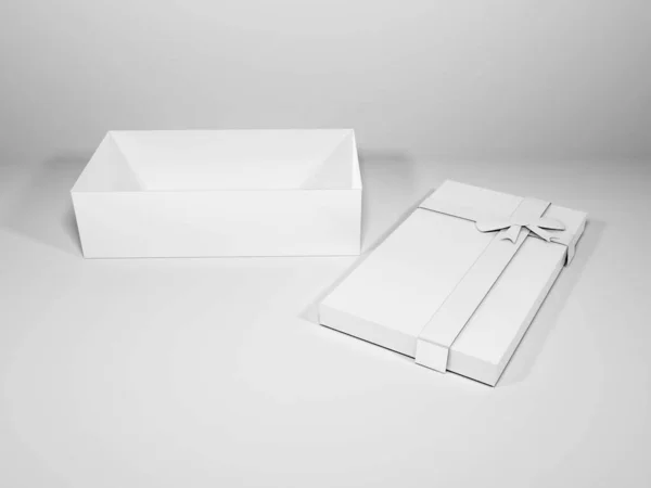 Cadeau Box Verpakking Illustratie Mockup Scene Geïsoleerde Achtergrond — Stockfoto