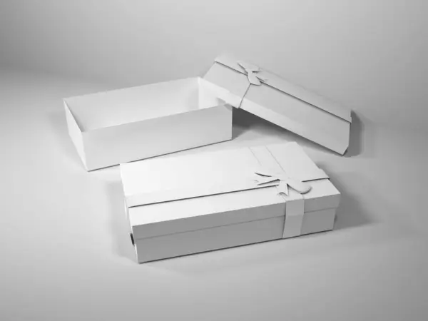 Cadeau Box Verpakking Illustratie Mockup Scene Geïsoleerde Achtergrond — Stockfoto