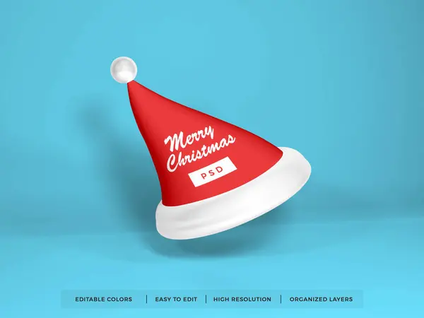 Weihnachten Weihnachtsmütze Illustration Mockup Szene Auf Isoliertem Hintergrund — Stockfoto