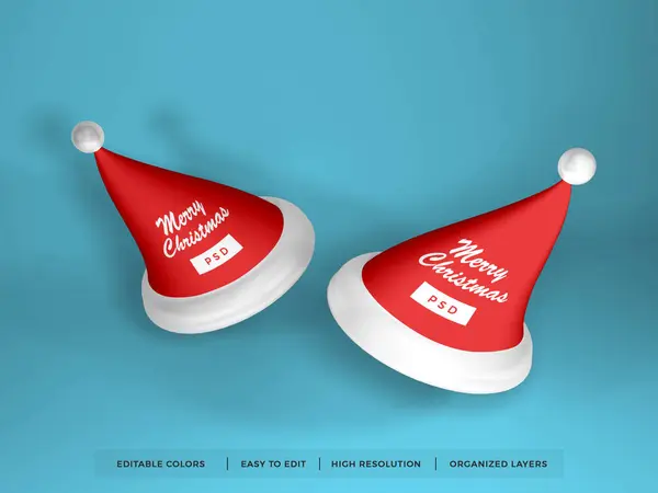 Weihnachten Weihnachtsmütze Illustration Mockup Szene Auf Isoliertem Hintergrund — Stockfoto