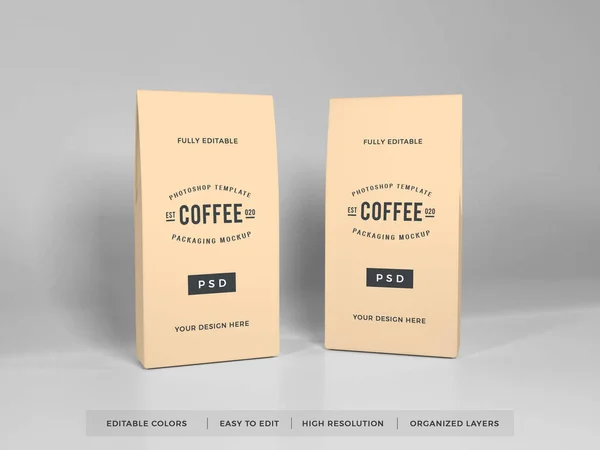 Gerçekçi Kahve Paketleme Boyutlu Görüntü Zole Arkaplan Sahnesi — Stok fotoğraf
