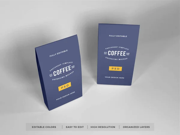 Realistico Caffè Packaging Illustrazione Mockup Scena Sfondo Isolato — Foto Stock