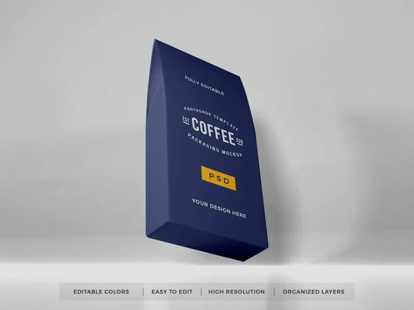 Realistiska Kaffe Förpackningar Illustration Mockup Scen Isolerad Bakgrund — Stockfoto