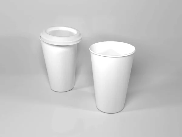 Realistische Papier Kaffeetasse Illustration Mockup Szene Auf Isoliertem Hintergrund — Stockfoto