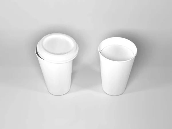 Scena Realistica Mockup Illustrazione Della Tazza Caffè Carta Sfondo Isolato — Foto Stock