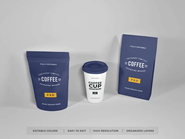 Confezione Caffè Alimenti Illustrazione Scena Mockup Sfondo Isolato — Foto Stock