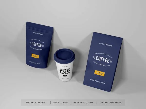 Coffee Food Packaging Illustration Mockup Scene Isolated Background — 스톡 사진