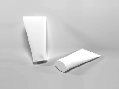 Kozmetik Krem Tüpü Paketleme 3 boyutlu Görüntü İzole Arkaplan Sahnesi