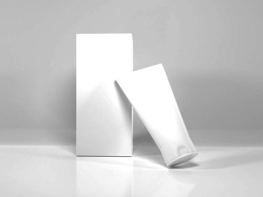 Kozmetik Krem Tüpü Paketleme 3 boyutlu Görüntü İzole Arkaplan Sahnesi