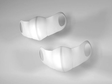 Yüz Maskesi 3B Görüntü İzole Arkaplan Sahnesi