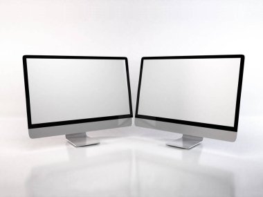 İzole Arkaplanda Gerçekçi Kişisel Bilgisayar 3D Görüntü Sahnesi