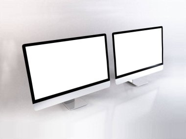 İzole Arkaplanda Gerçekçi Kişisel Bilgisayar 3D Görüntü Sahnesi