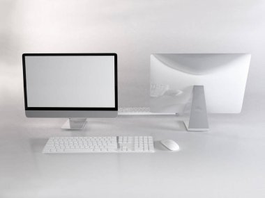 İzole Arkaplanda Gerçekçi Kişisel Bilgisayar 3D Görüntü Sahnesi