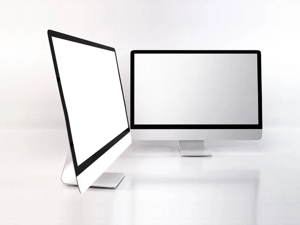 Realistische Personal Computer Illustration Mockup Szene Auf Isoliertem Hintergrund — Stockfoto