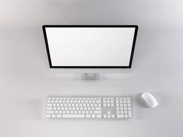 Realistische Personal Computer Illustration Mockup Szene Auf Isoliertem Hintergrund — Stockfoto