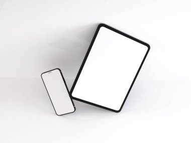 Akıllı Telefon ve Tablet Aygıtı 3B Görüntü İzole Arkaplan Sahnesi