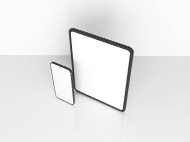 Akıllı Telefon ve Tablet Aygıtı 3B Görüntü İzole Arkaplan Sahnesi