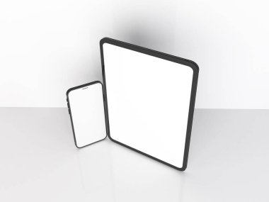 Akıllı Telefon ve Tablet Aygıtı 3B Görüntü İzole Arkaplan Sahnesi