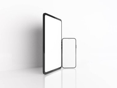 Akıllı Telefon ve Tablet Aygıtı 3B Görüntü İzole Arkaplan Sahnesi