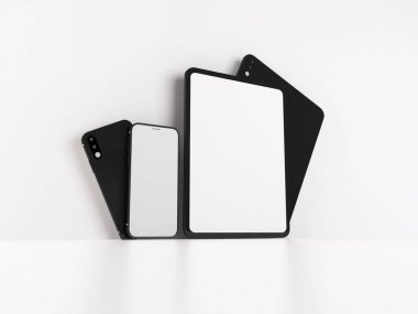 Akıllı Telefon ve Tablet Aygıtı 3B Görüntü İzole Arkaplan Sahnesi