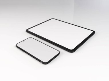 Akıllı Telefon ve Tablet Aygıtı 3B Görüntü İzole Arkaplan Sahnesi