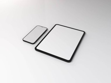 Akıllı Telefon ve Tablet Aygıtı 3B Görüntü İzole Arkaplan Sahnesi