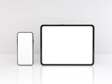 Akıllı Telefon ve Tablet Aygıtı 3B Görüntü İzole Arkaplan Sahnesi