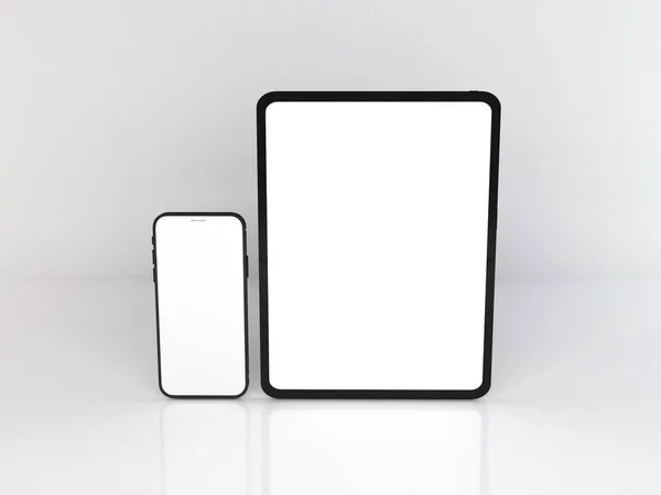 Smartphone Och Surfplatta Enhet Illustration Mockup Scen Isolerad Bakgrund — Stockfoto