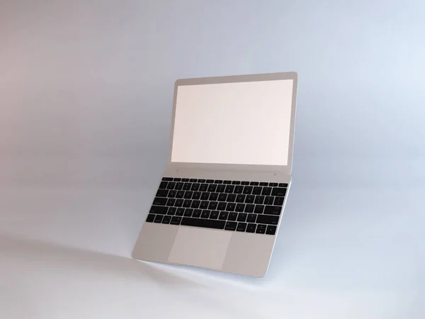 Laptop Macbook Air Ilustração Mockup Cena Fundo Isolado — Fotografia de Stock