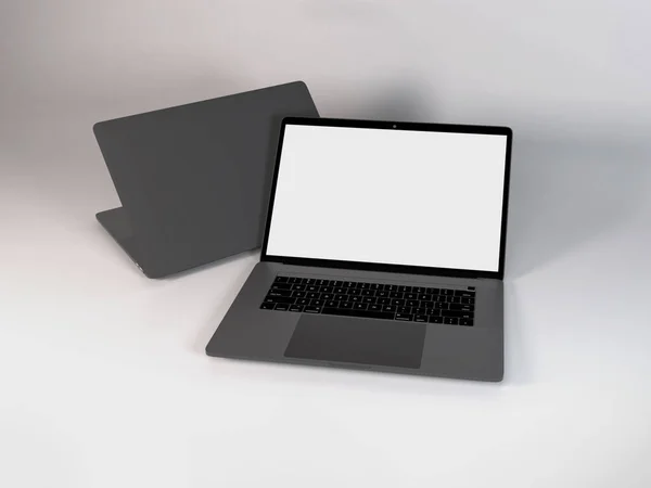 Laptop Notebook Eszköz Illusztráció Mockup Jelenet Elszigetelt Háttér — Stock Fotó
