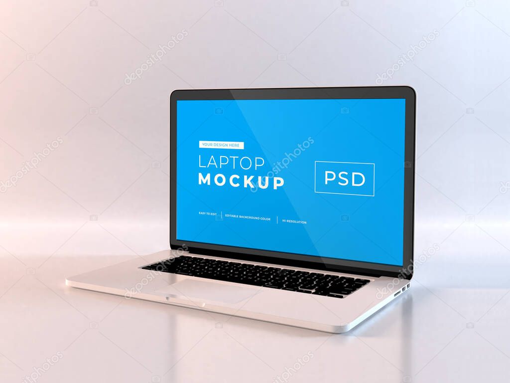 Laptop Notebook Device 3D Illustration Mockup Scene on Isolated Background