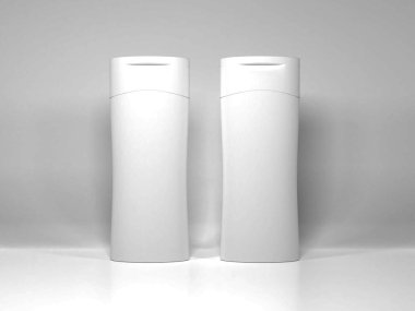 Gerçekçi Losyon Kremi ve Şampuan Şişe 3D Görüntü İzole Arkaplan Sahnesi