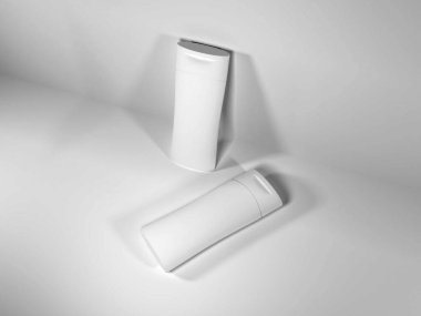 Gerçekçi Losyon Kremi ve Şampuan Şişe 3D Görüntü İzole Arkaplan Sahnesi