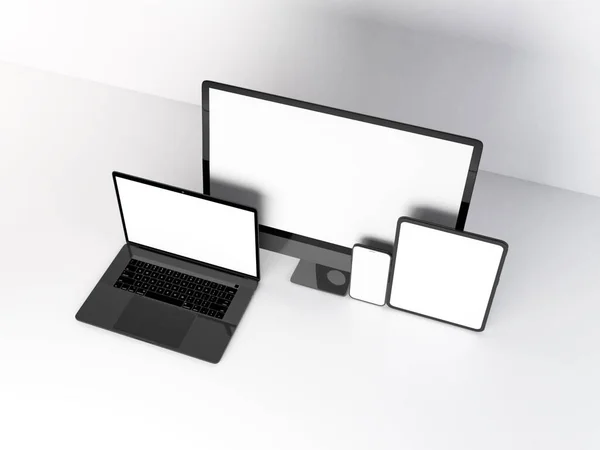 Realistic Mockup Multiple Responsive Devices Illustration Isolated Background — Stock Photo, Image