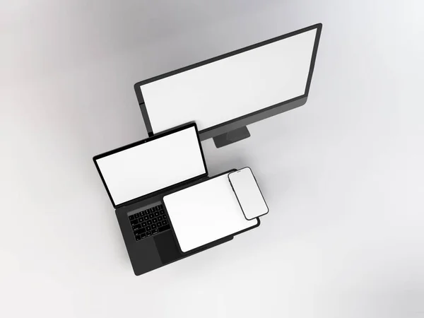 Realistische Mockup Van Meerdere Responsieve Apparaten Illustratie Geïsoleerde Achtergrond — Stockfoto