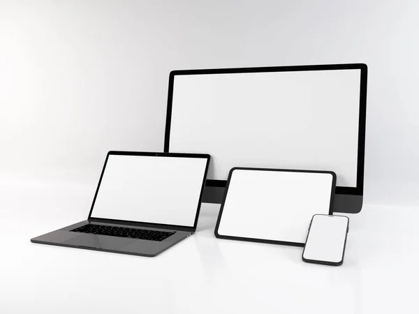 Realistic Mockup Multiple Responsive Devices Illustration Sur Fond Isolé — Photo