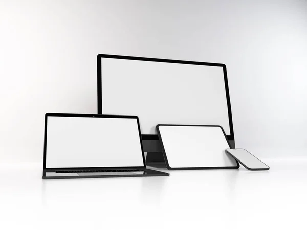 Realistic Mockup Multiple Responsive Devices Illustration Sur Fond Isolé — Photo