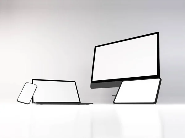 Realistic Mockup Multiple Responsive Devices Illustration Isolated Background — Stock Photo, Image