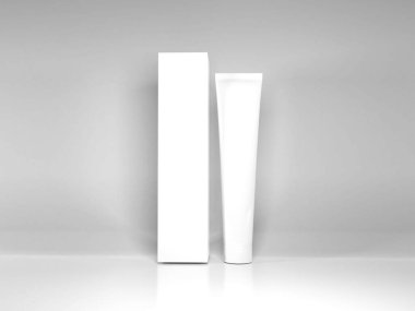 İzole Arkaplanda Diş macunu Paketleme 3B Görüntü Taklit Sahnesi